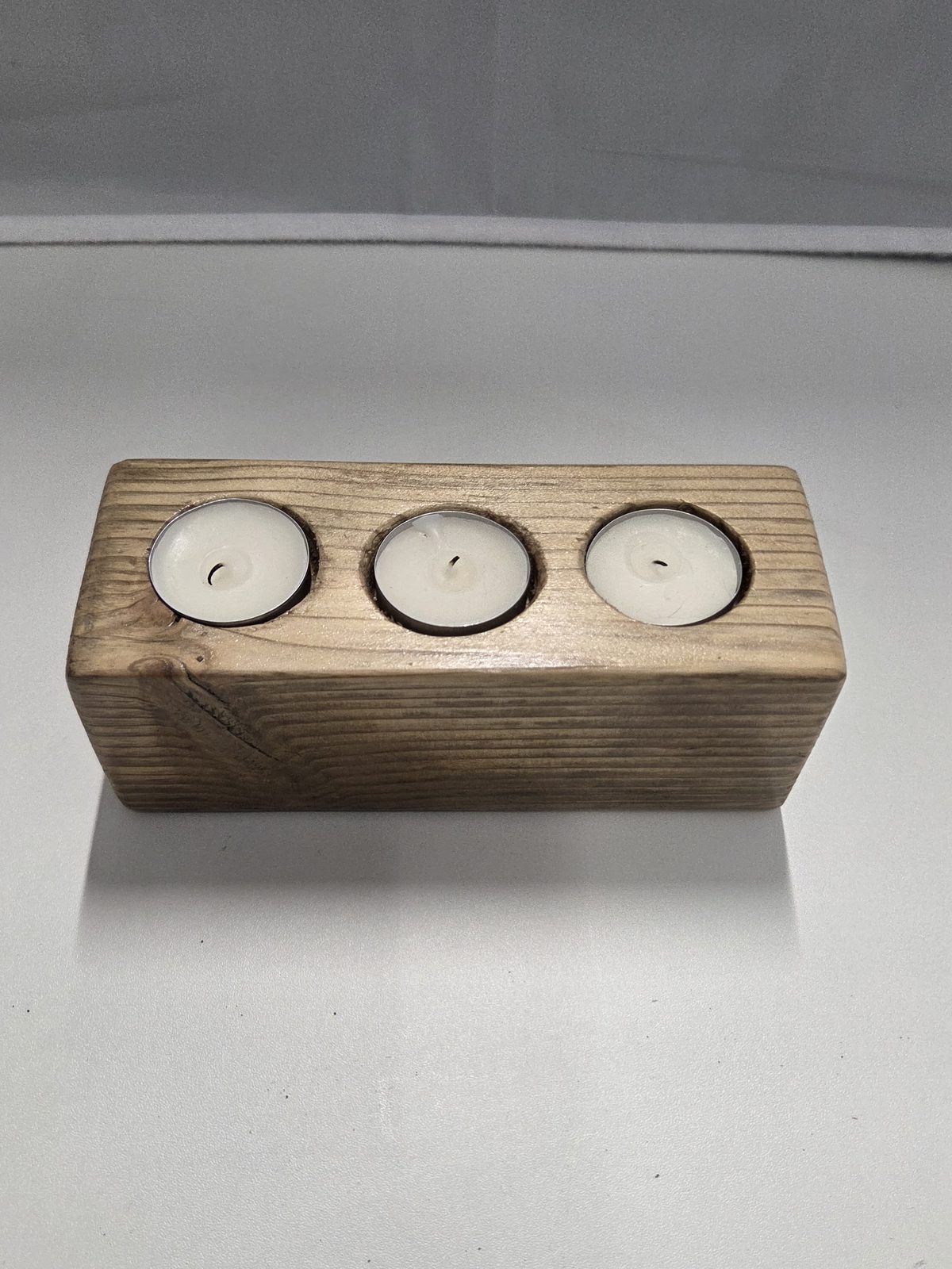 Light pine tea light holder
