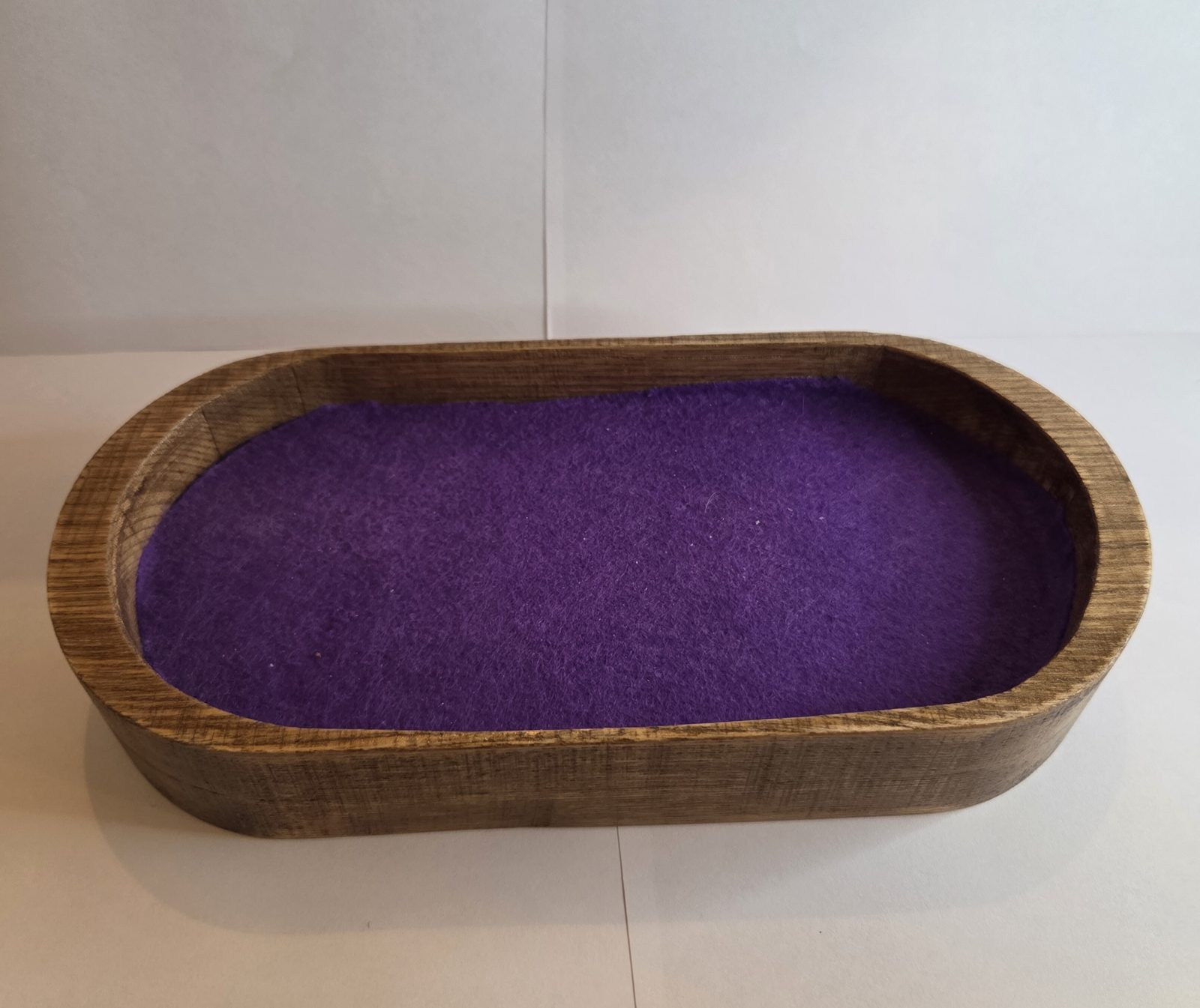 Oval walnut jewellery tray
